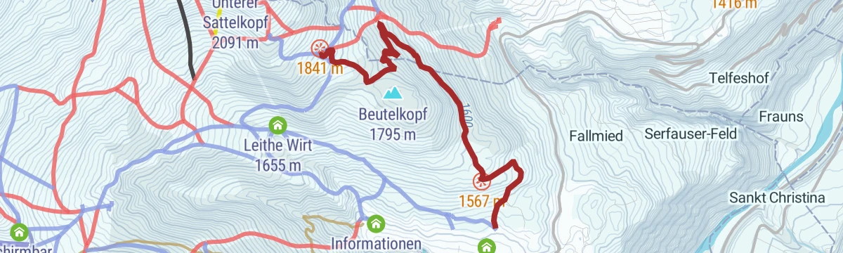 Route map: Route 1a - Hotel Bär/Waldbahn